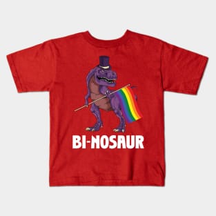 LGBT Bi-Nosaur Gay Pride Rainbow Flag Awareness Gay Lesbian Kids T-Shirt